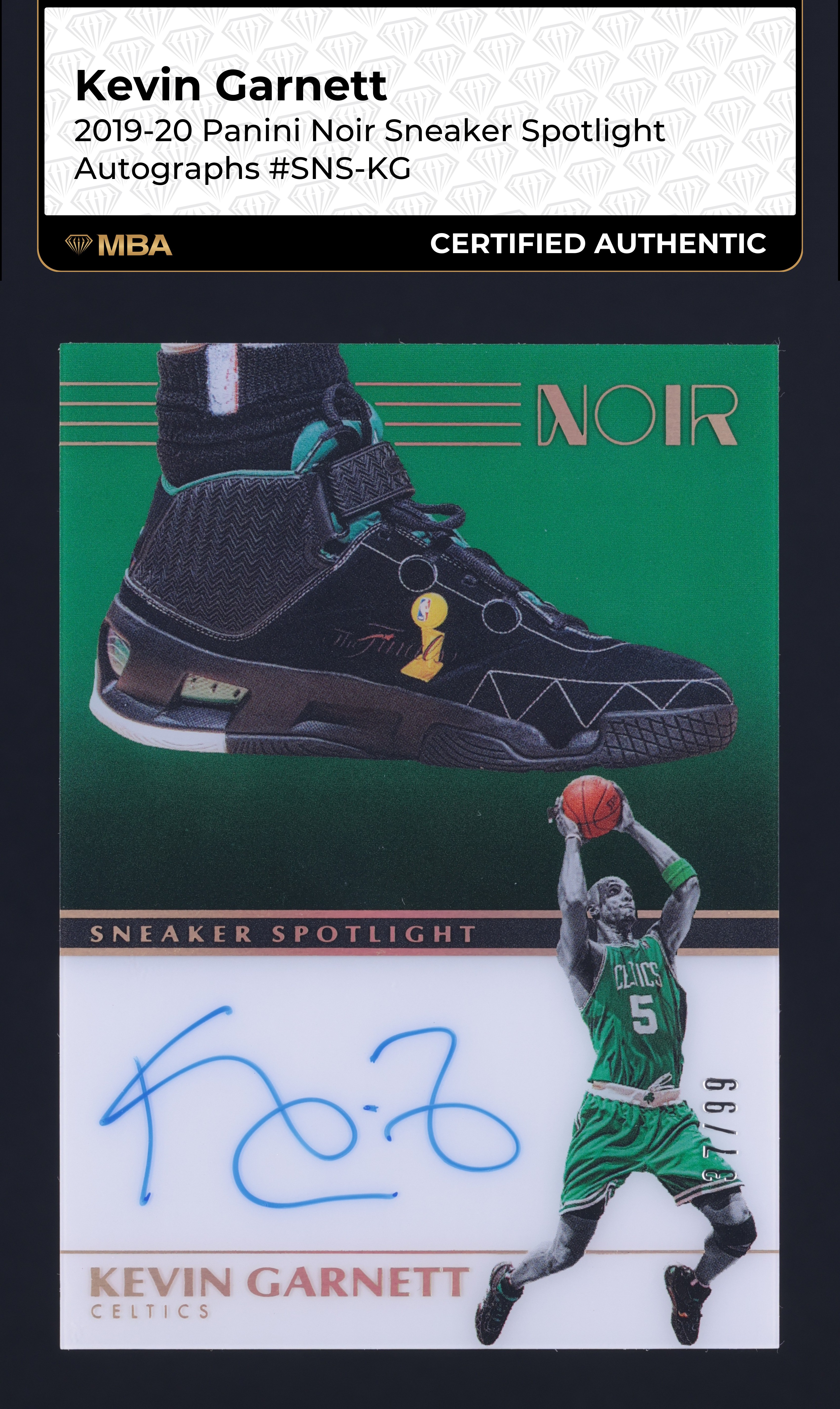 2019 Panini Noir Sneaker Spotlight Kevin Garnett AUTO /99 #SNS-KG MBA AUTH