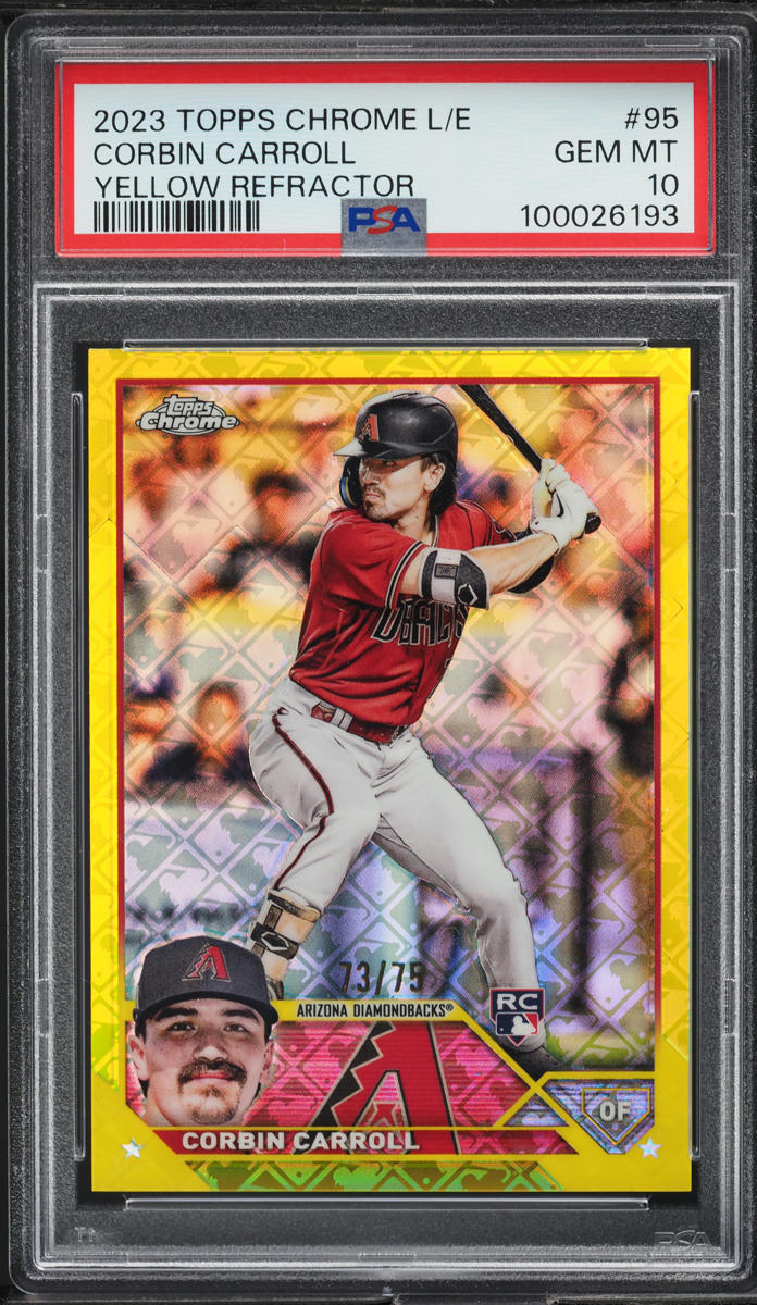2023 Topps Chrome Logofractor Yellow Refractor Corbin Carroll ROOKIE /75 PSA 10