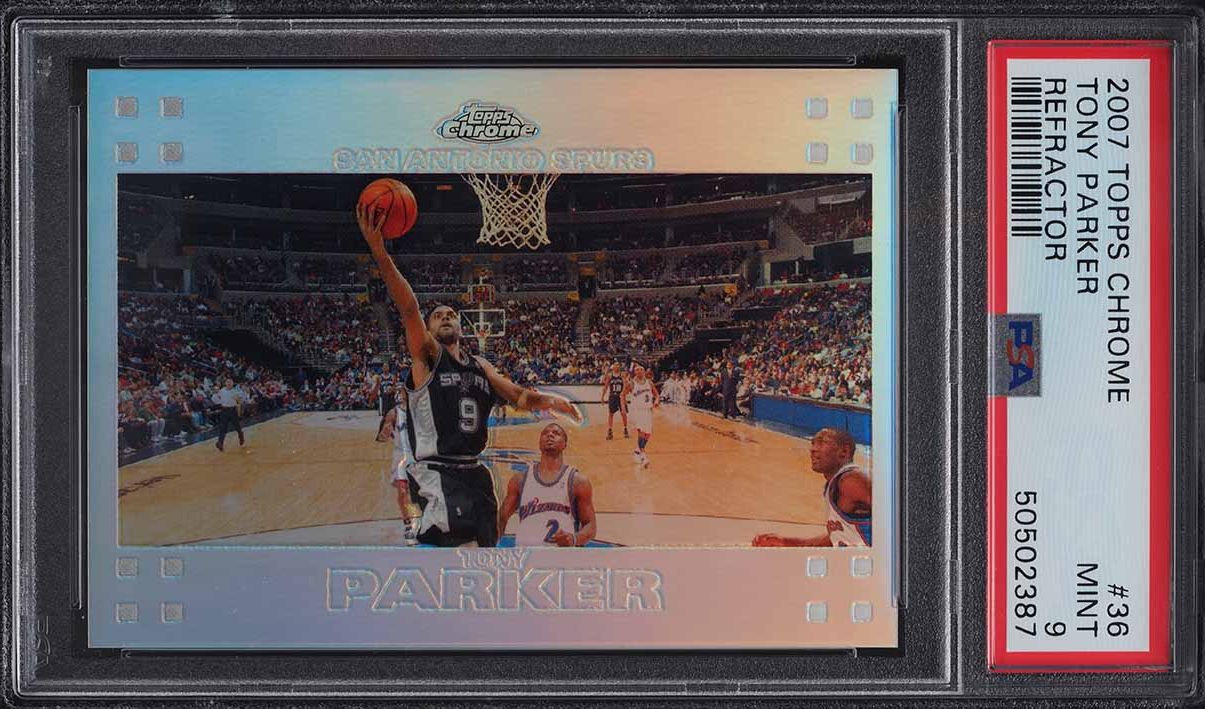 2007 Topps Chrome Refractor Tony Parker /999 #36 PSA 9 MINT