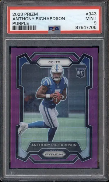 2023 Panini Prizm Purple Prizm #343 Anthony Richardson RC /125 PSA 9