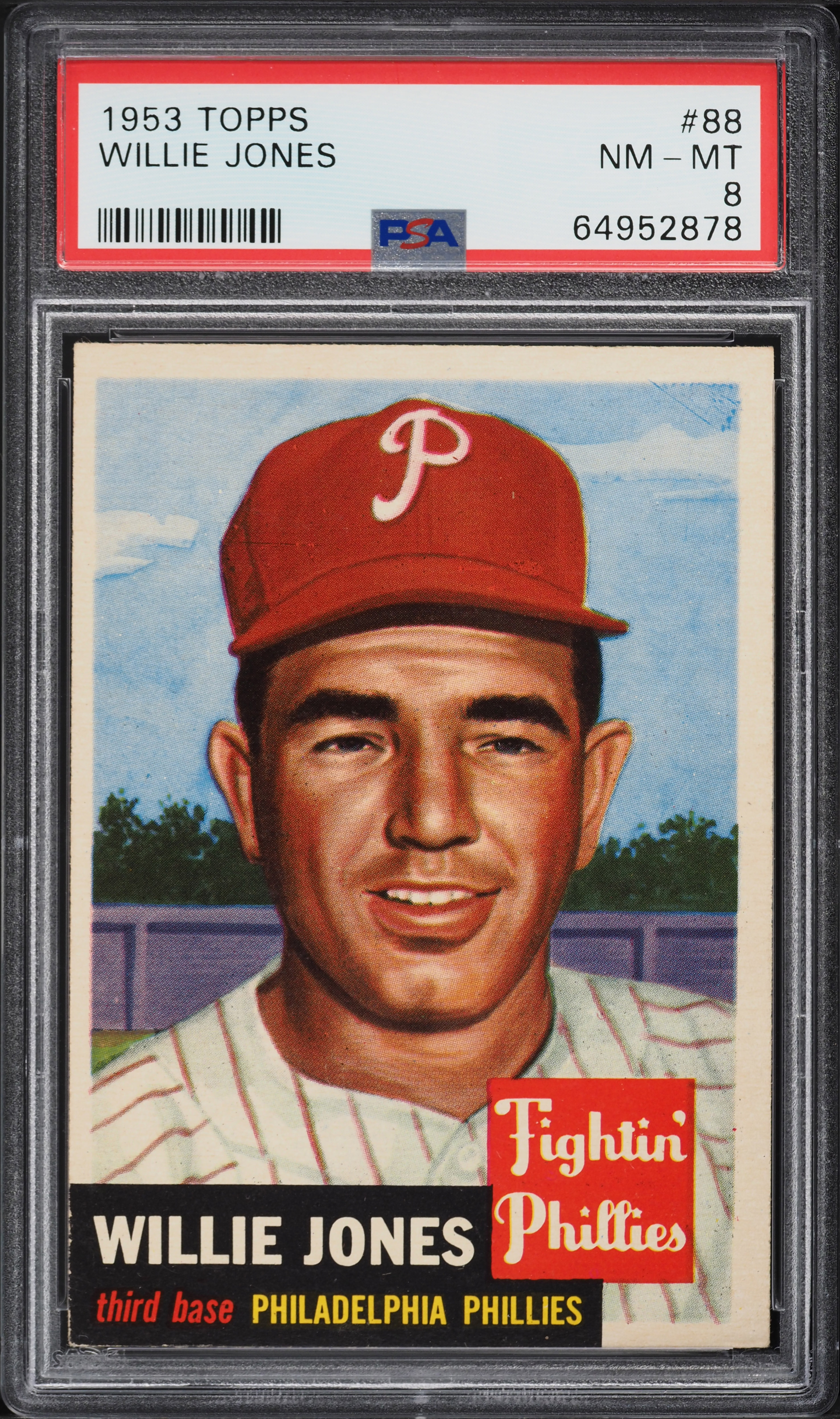 1953 Topps Willie Jones #88 PSA 8 NM-MT