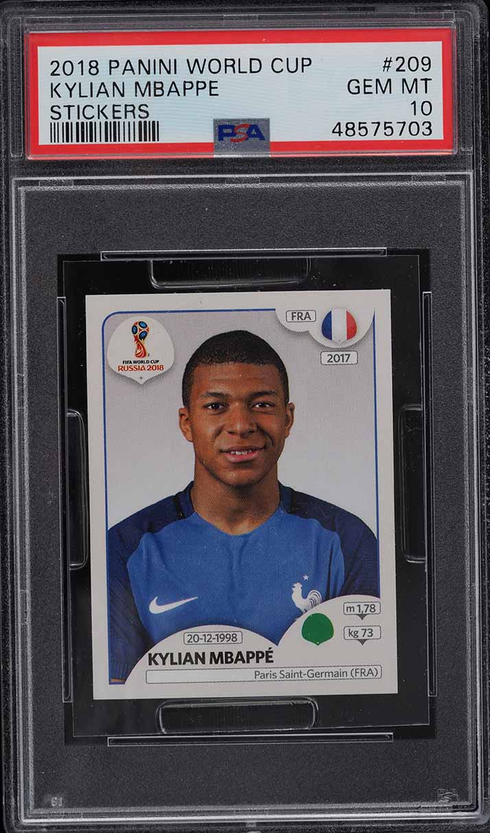 2018 Panini World Cup Stickers Italy Kylian Mbappe ROOKIE RC #209 PSA 10 GEM