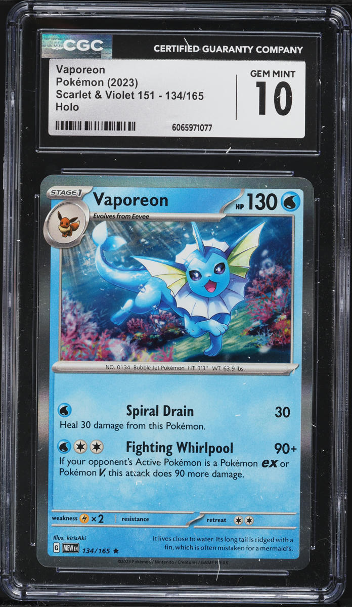 2023 Pokemon Scarlet & Violet 151 Holo Vaporeon #134 CGC 10 GEM MINT