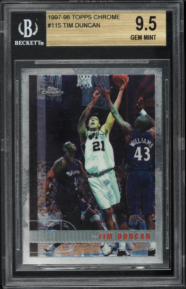 1997 Topps Chrome Tim Duncan ROOKIE #115 BGS 9.5 GEM MINT