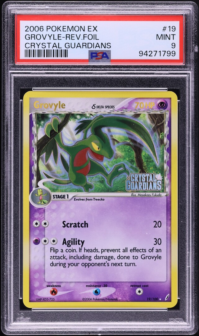 2006 Pokemon EX Crystal Guardians Reverse Holo Grovyle #19 PSA 9 MINT