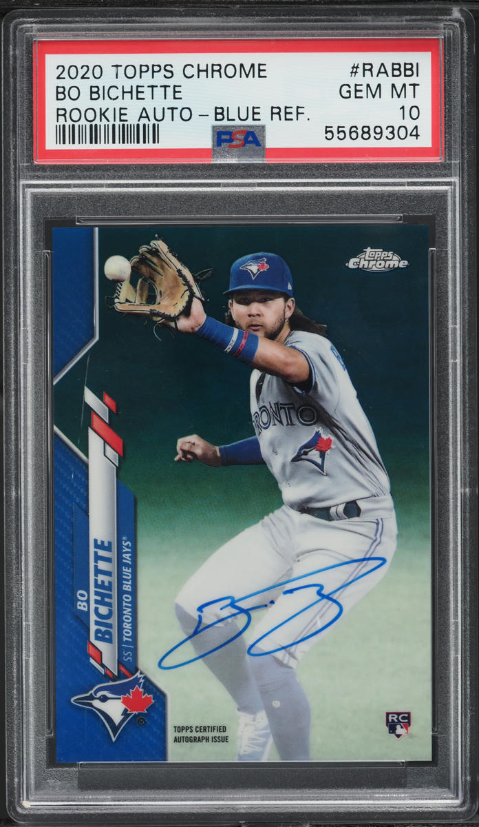 2020 Topps Chrome Blue Refractor Bo Bichette ROOKIE AUTO /150 #RABBI PSA 10