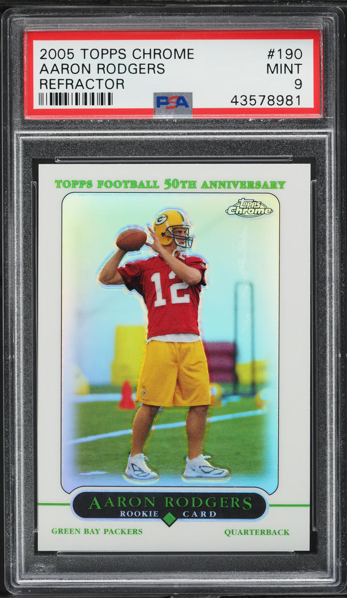 2005 Topps Chrome Refractor Aaron Rodgers ROOKIE #190 PSA 9 MINT