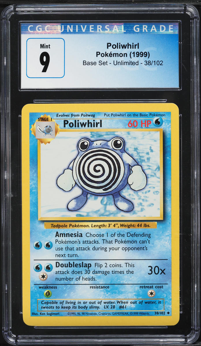1999 Pokemon Base Set Poliwhirl #38 CGC 9 MINT