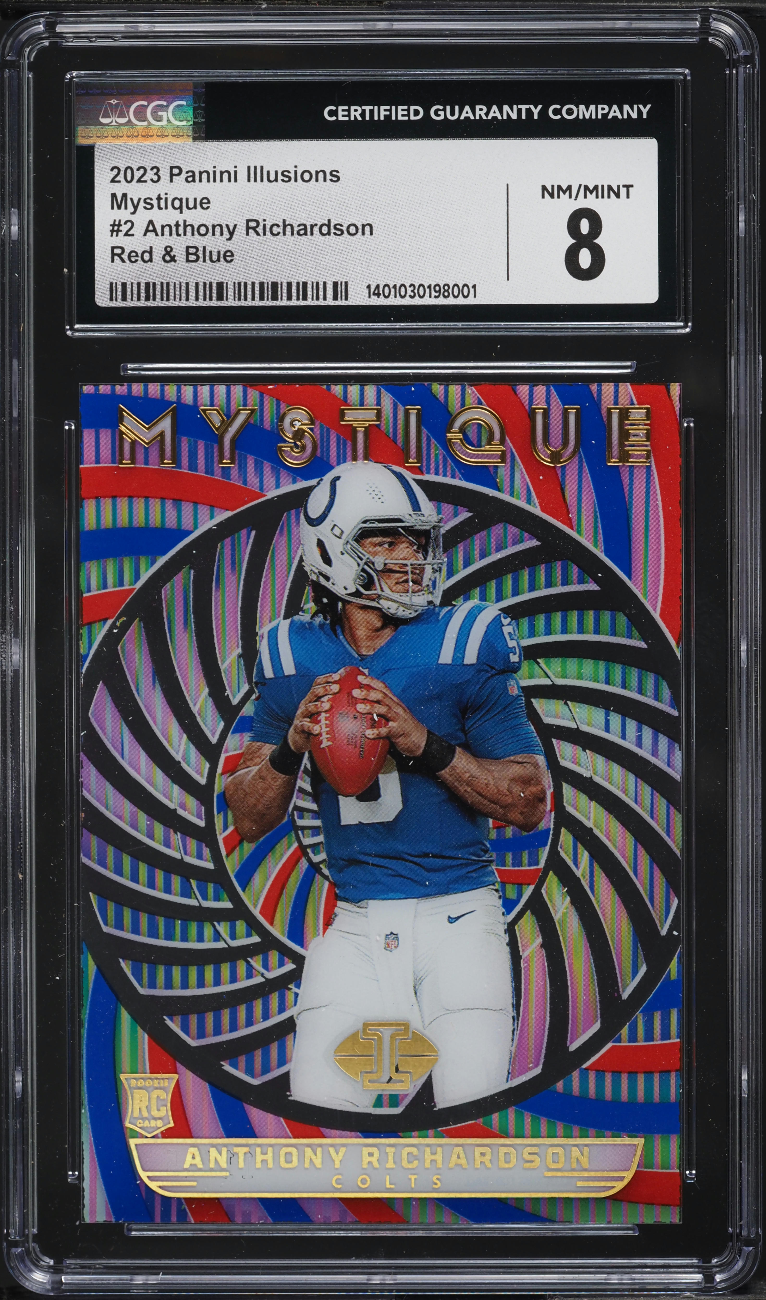 2023 Panini Illusions Mystique Red & Blue Anthony Richardson ROOKIE /15 #2 CGC 8