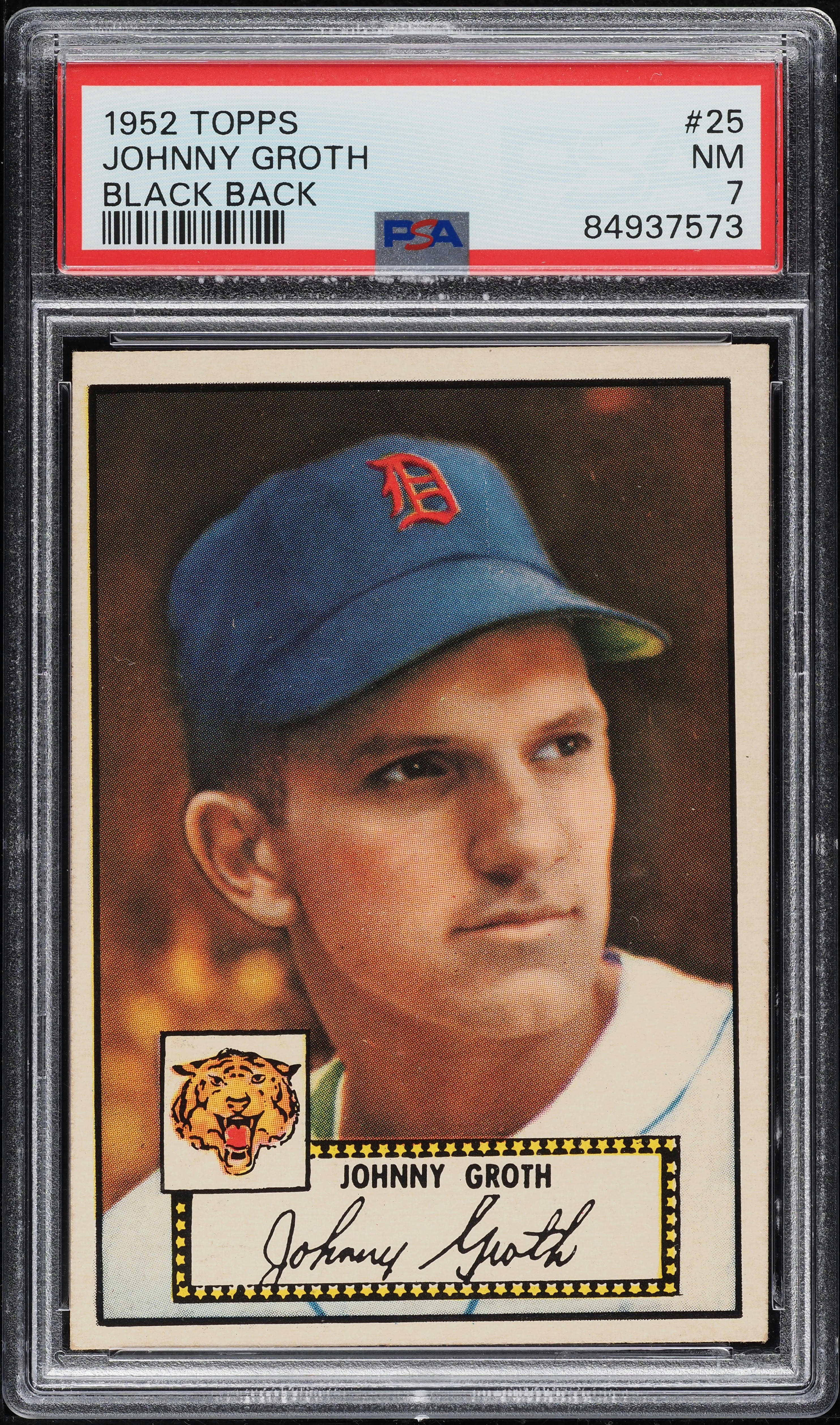 1952 Topps Johnny Groth BLACK BACK #25 PSA 7 NRMT