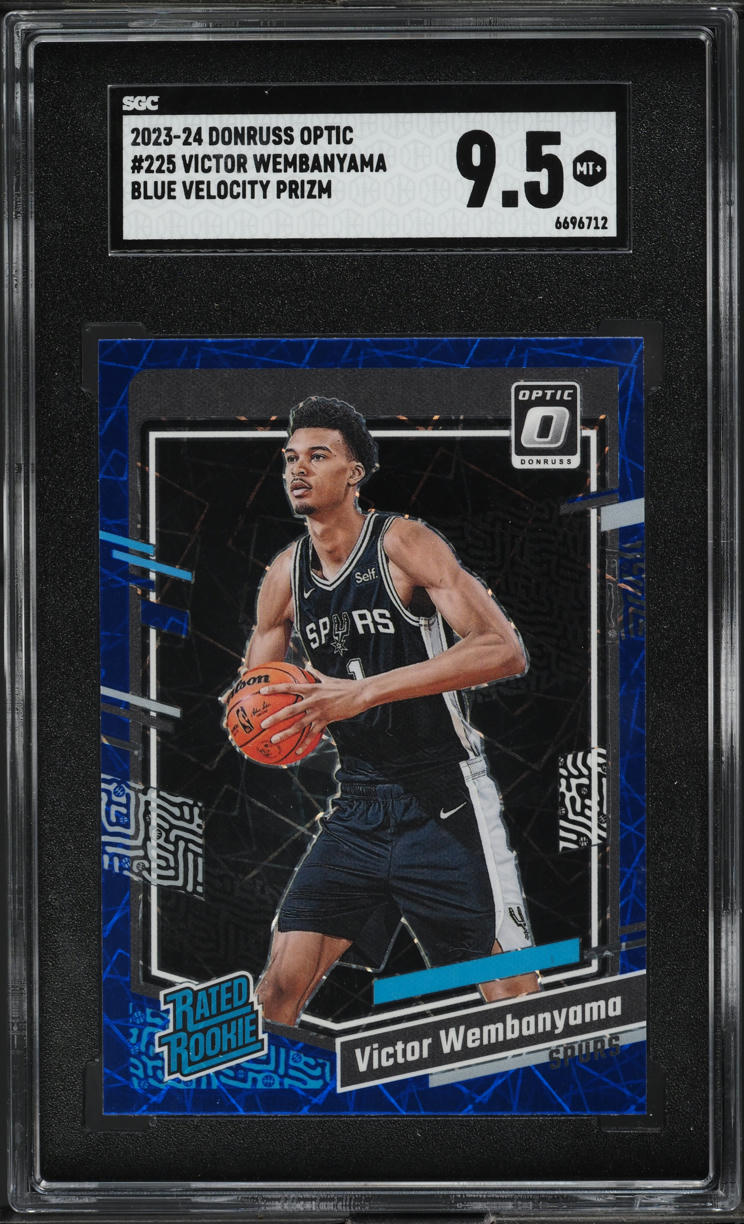 2023 Donruss Optic Blue Velocity Prizm Victor Wembanyama ROOKIE #225 SGC 9.5