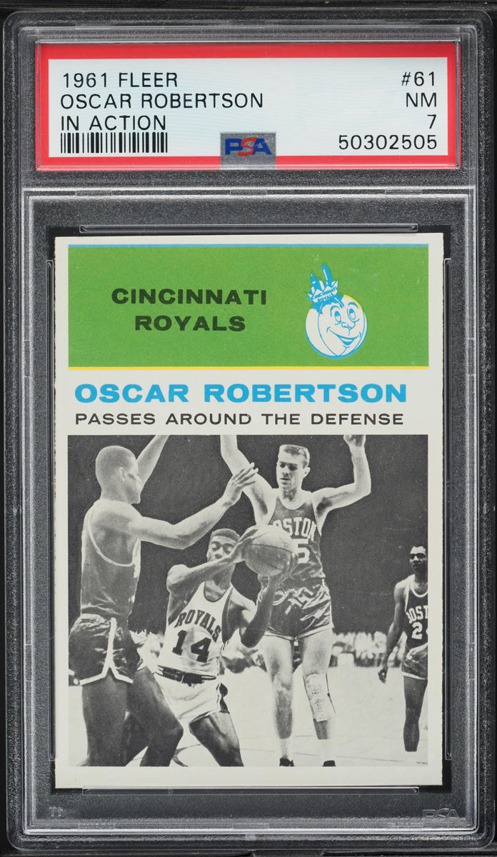 1961 Fleer Basketball Oscar Robertson ROOKIE, IN ACTION #61 PSA 7 NRMT