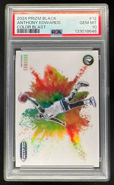 2024-25 Panini Prizm Black Color Blast #12 Anthony Edwards PSA 10
