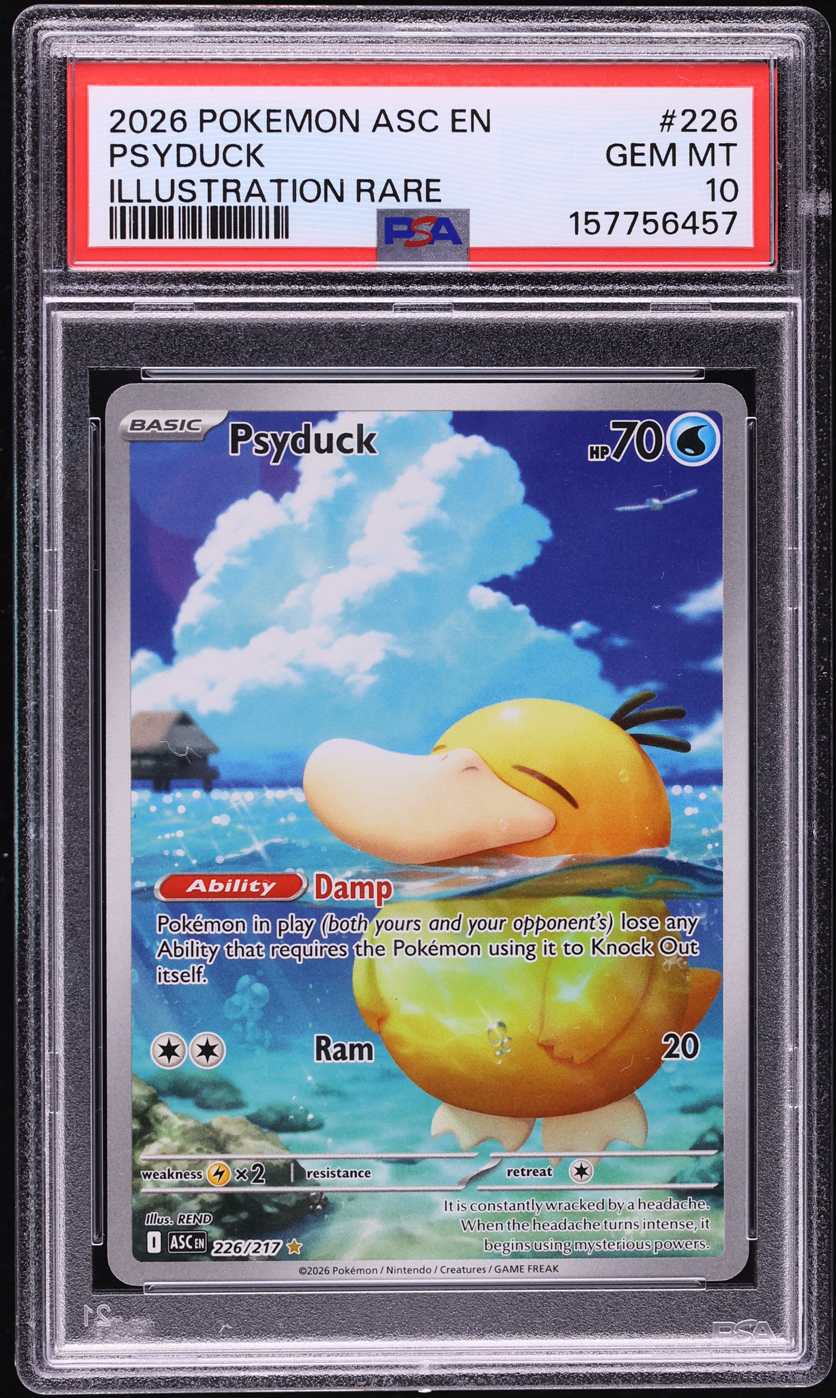 2026 Pokemon Mega Evolution Ascended Heroes IR Psyduck #226 PSA 10 GEM MINT