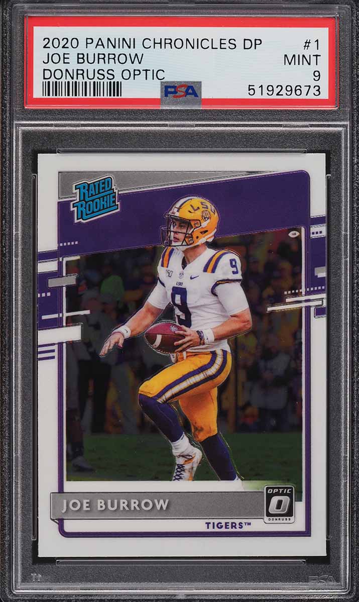 2020 Panini Chronicles Draft Donruss Optic Joe Burrow ROOKIE #1 PSA 9 MINT