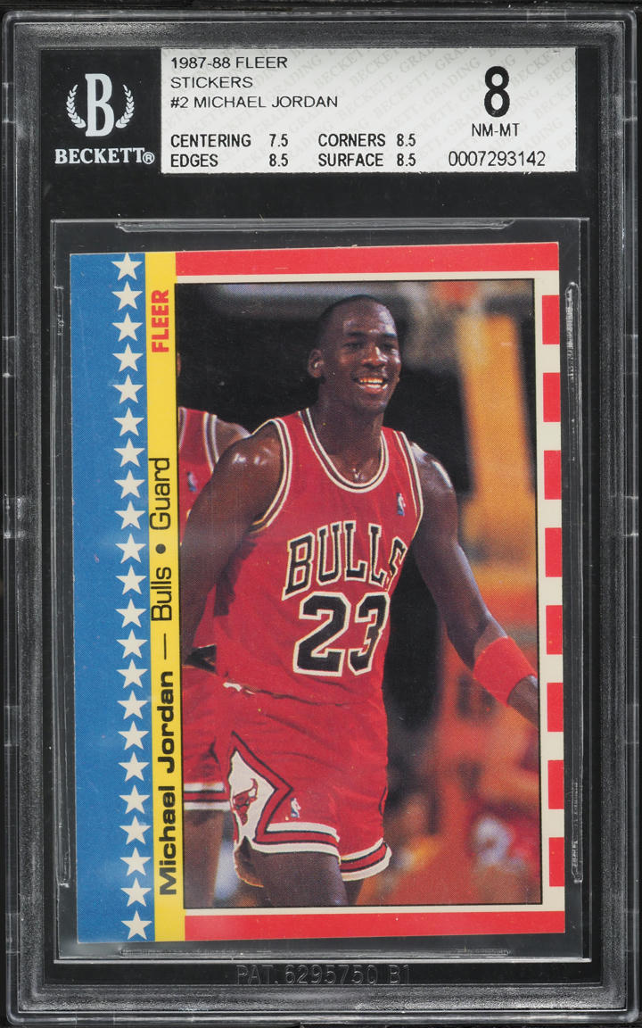 1987 Fleer Sticker Michael Jordan #2 BGS 8 NM-MT