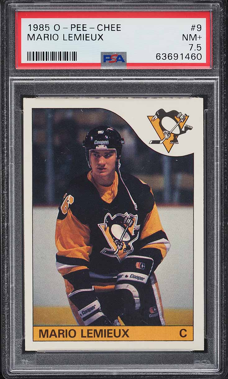 1985 O-Pee-Chee Hockey Mario Lemieux ROOKIE #9 PSA 7.5 NRMT+