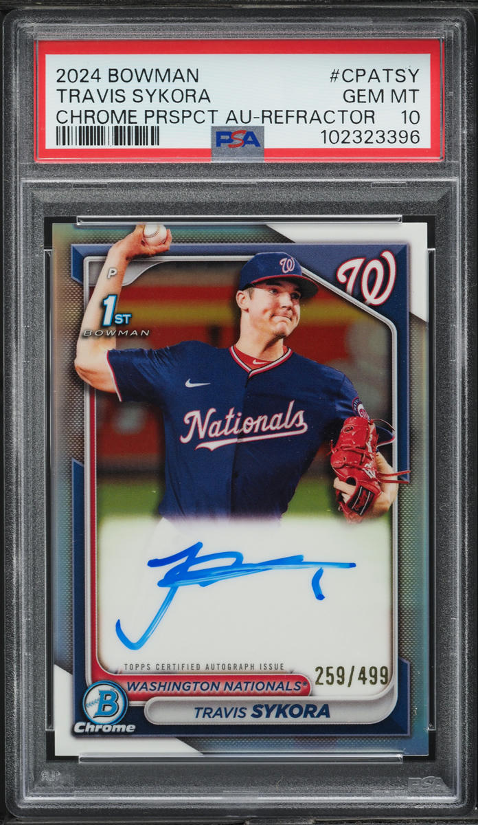 2024 Bowman Chrome Refractor Travis Sykora AUTO /499 #CPATSY PSA 10 GEM MINT