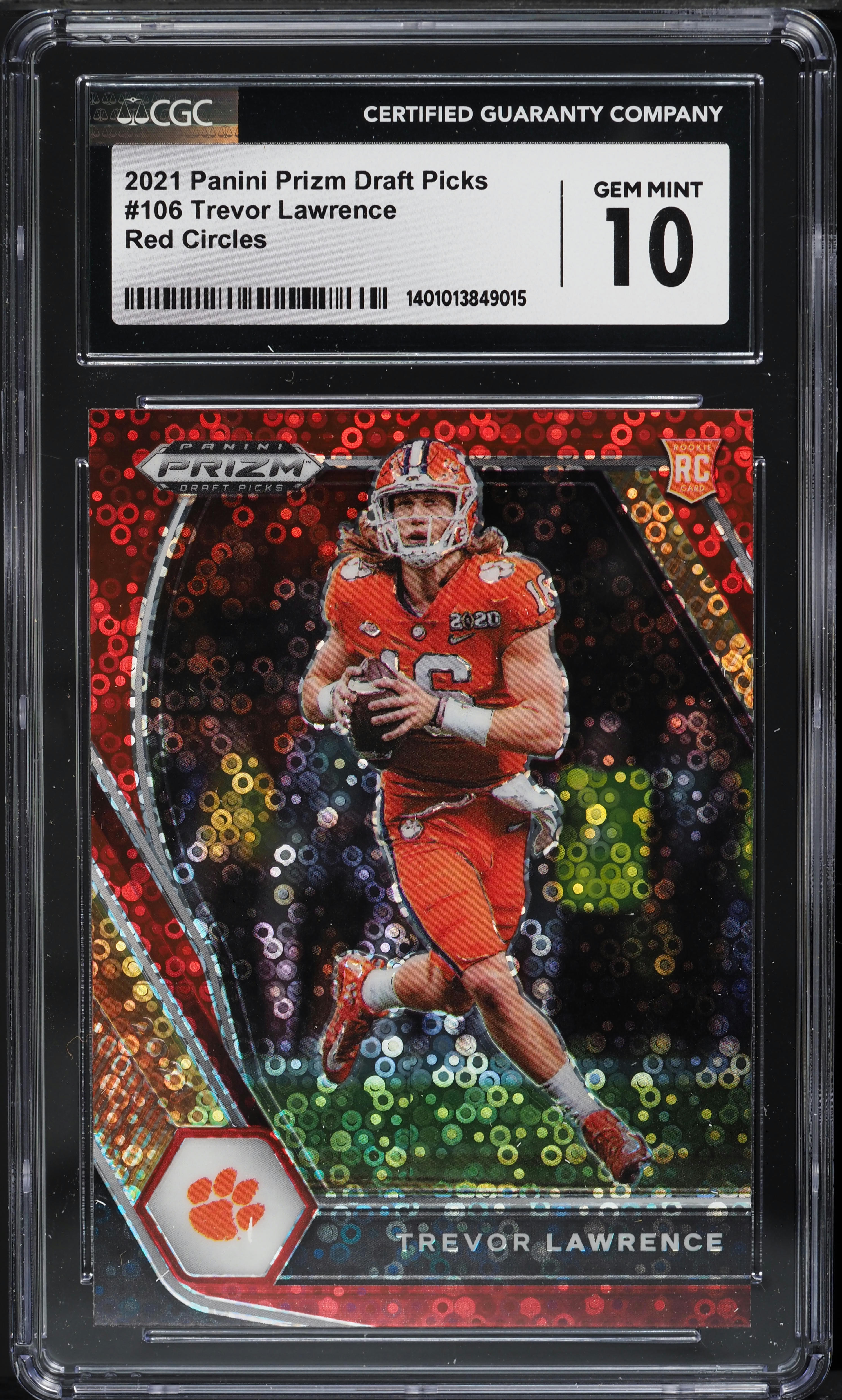 2021 Panini Prizm Draft Picks Red Circles Trevor Lawrence ROOKIE #106 CGC 10 GEM