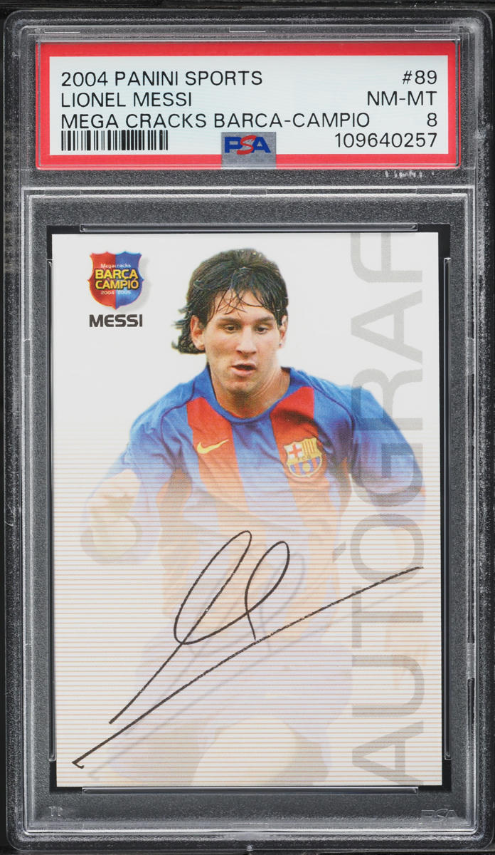 2004 Panini Sports Mega Cracks Barca Campeon Lionel Messi ROOKIE #89 PSA 8 NM-MT