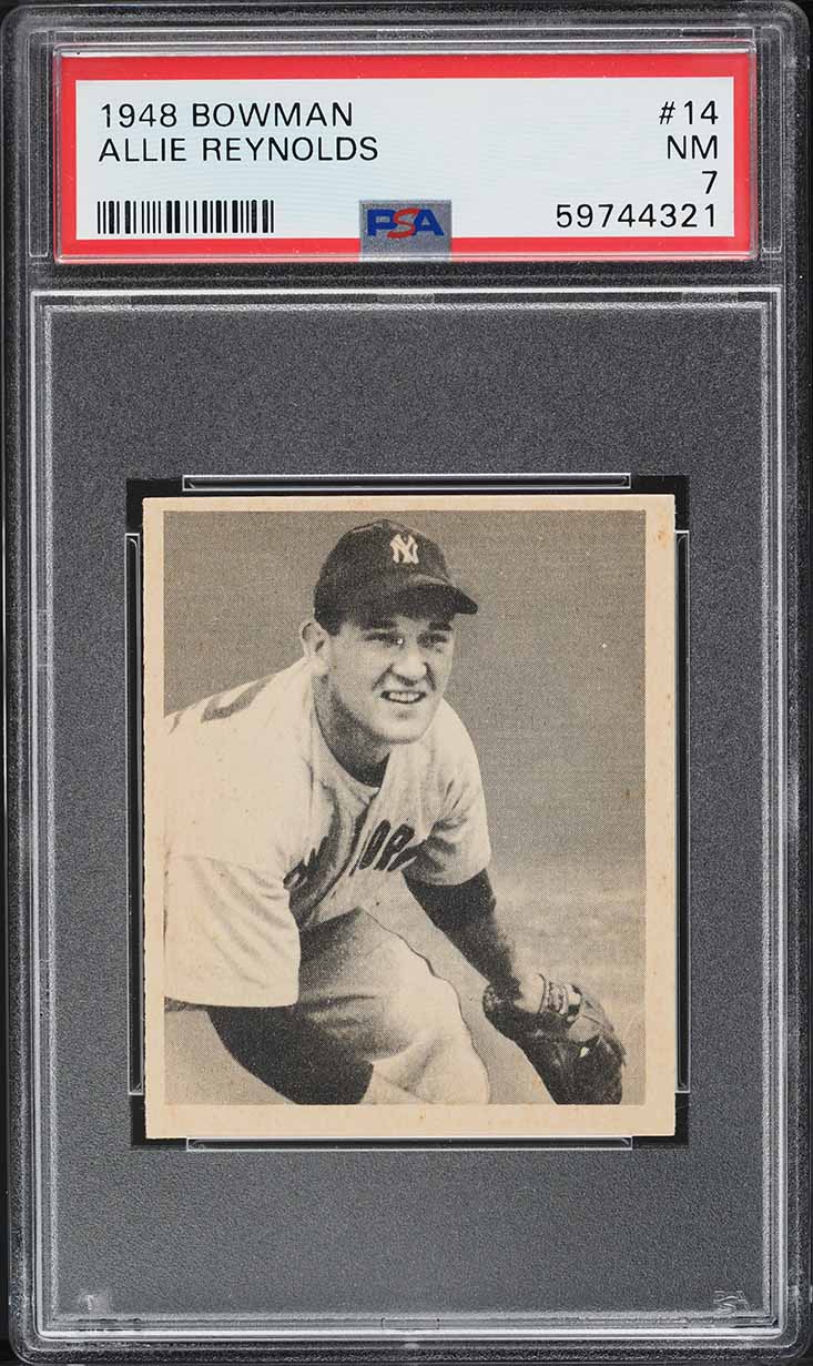 1948 Bowman Allie Reynolds ROOKIE #14 PSA 7 NRMT