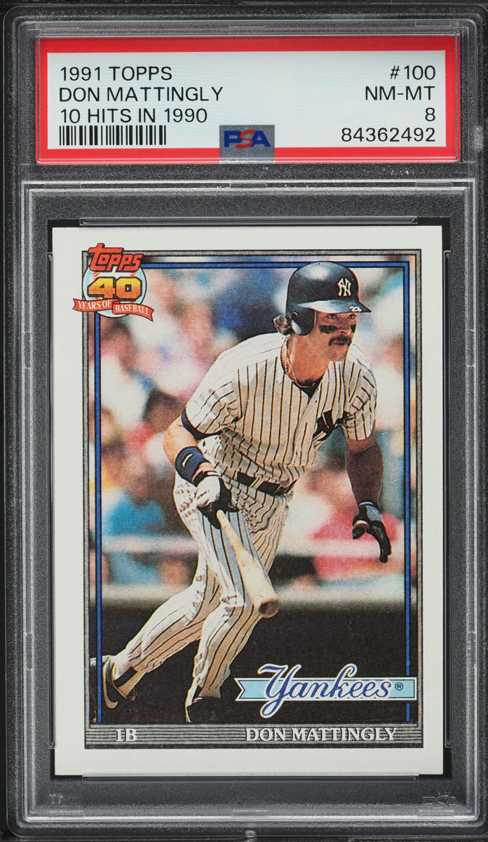 1991 Topps Don Mattingly 10 HITS IN '90 #100 PSA 8 NM-MT