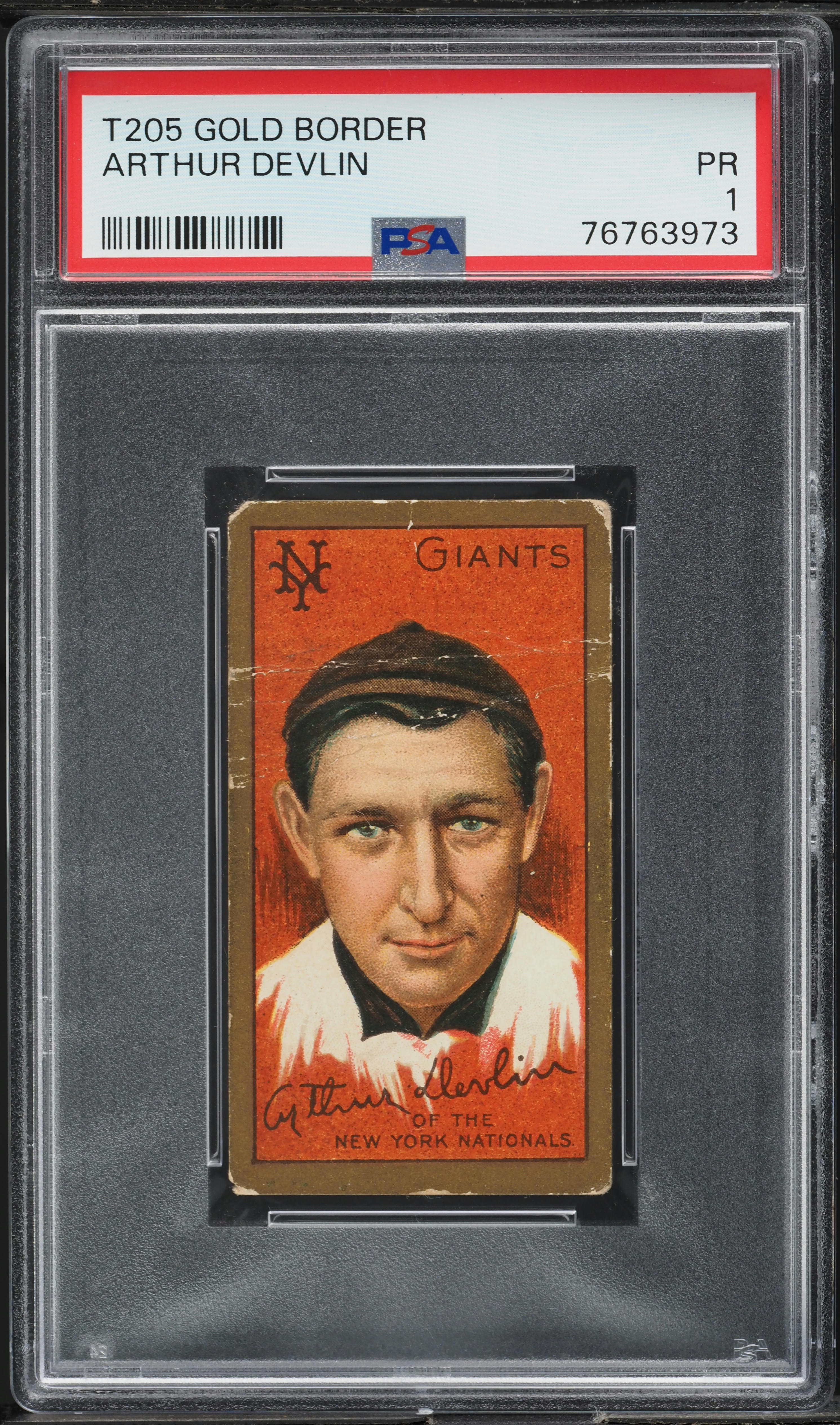 1911 T205 Gold Border Arthur Devlin PSA 1 PR