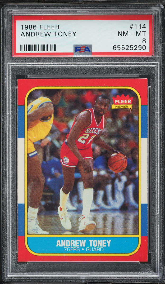 1986 Fleer Basketball Andrew Toney #114 PSA 8 NM-MT