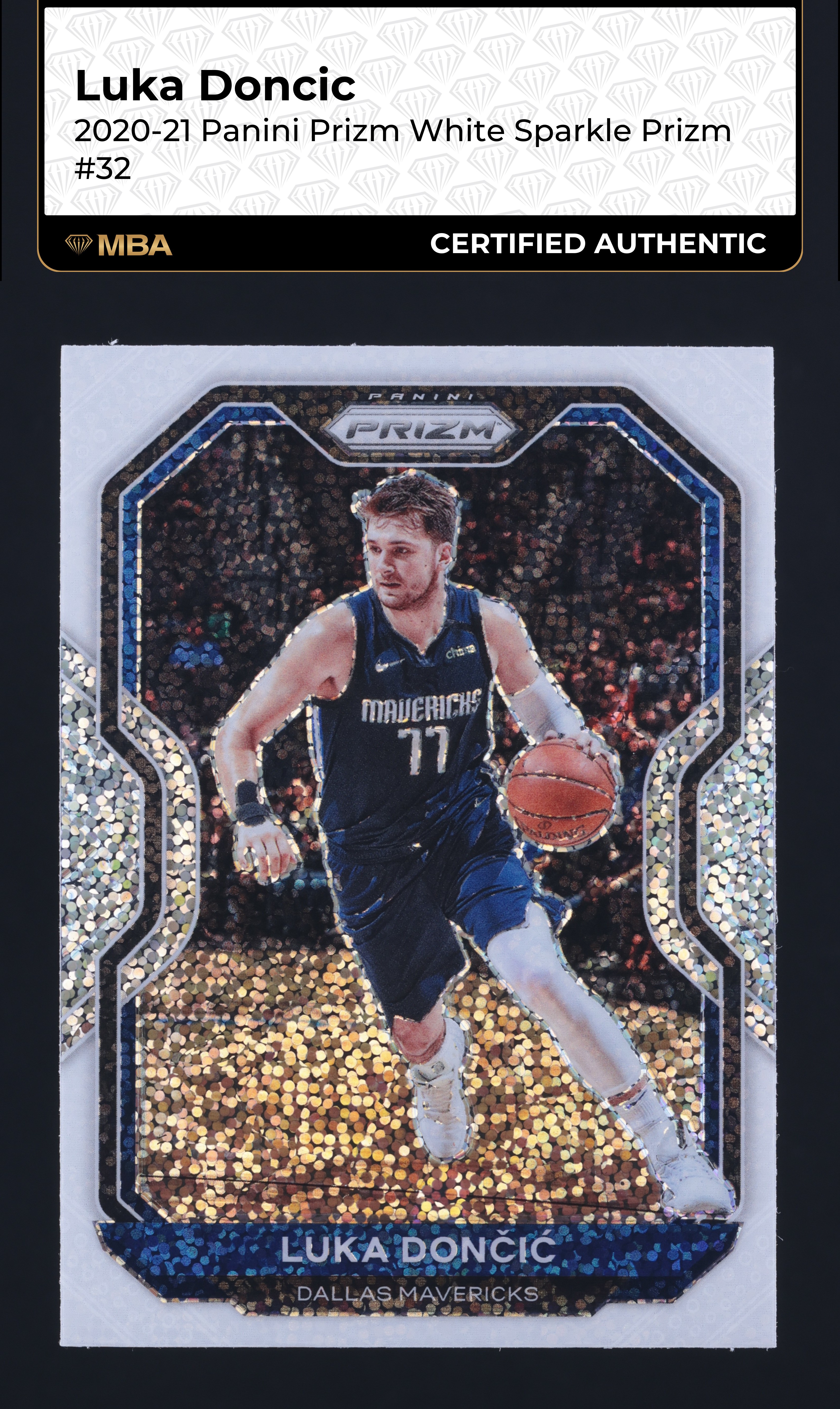 2020 Panini Prizm White Sparkle Luka Doncic #32 MBA AUTH