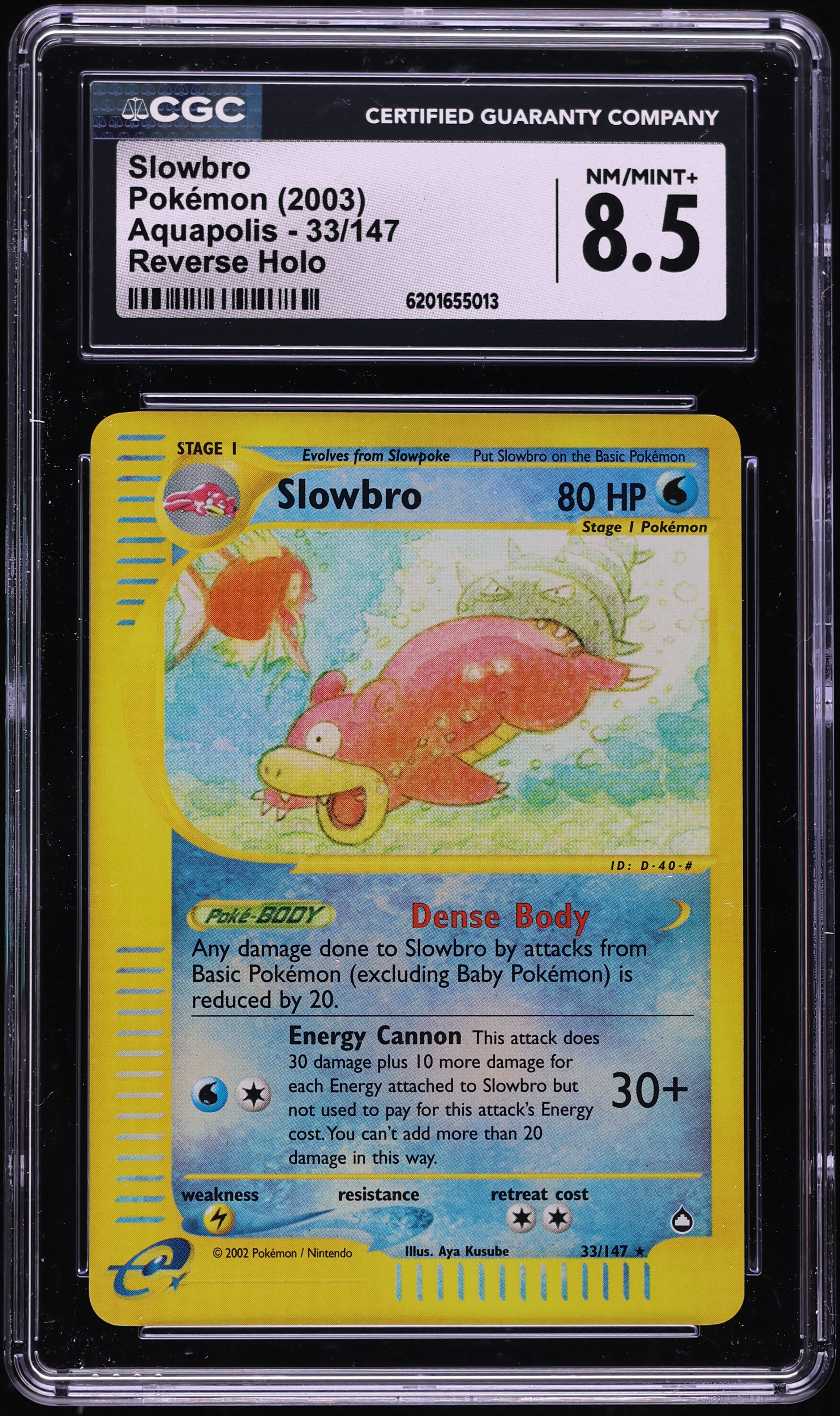 2003 Pokemon Aquapolis Reverse Holo Slowbro #33 CGC 8.5 NM-MT+
