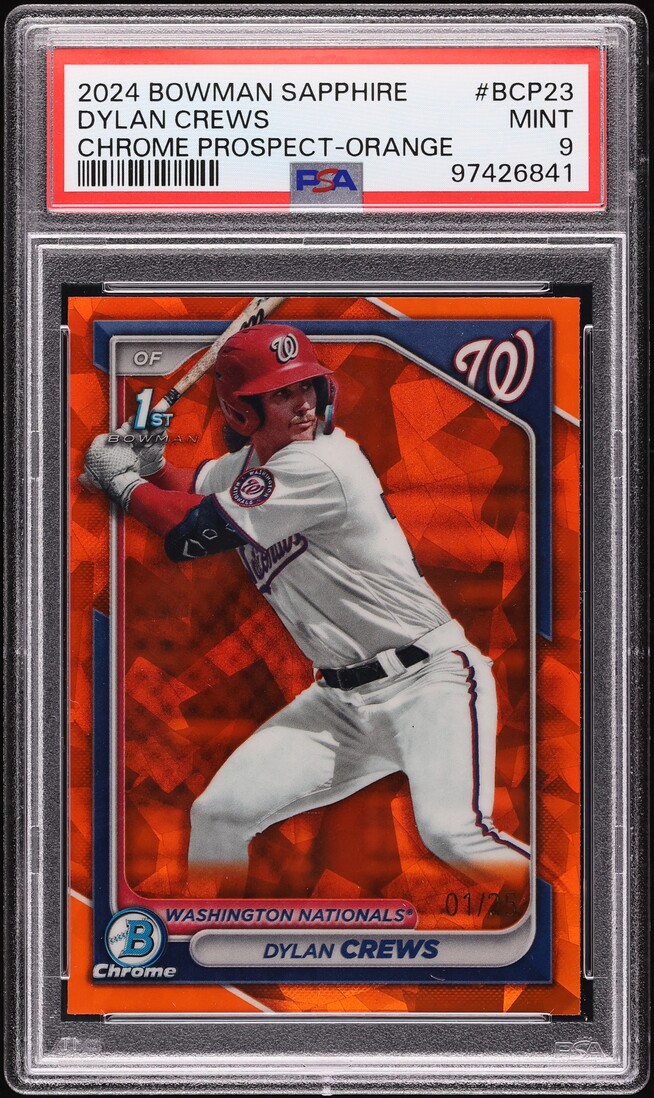 2024 Bowman Chrome Sapphire Orange Dylan Crews PROSPECT /25 #BCP-23 PSA 9 MINT