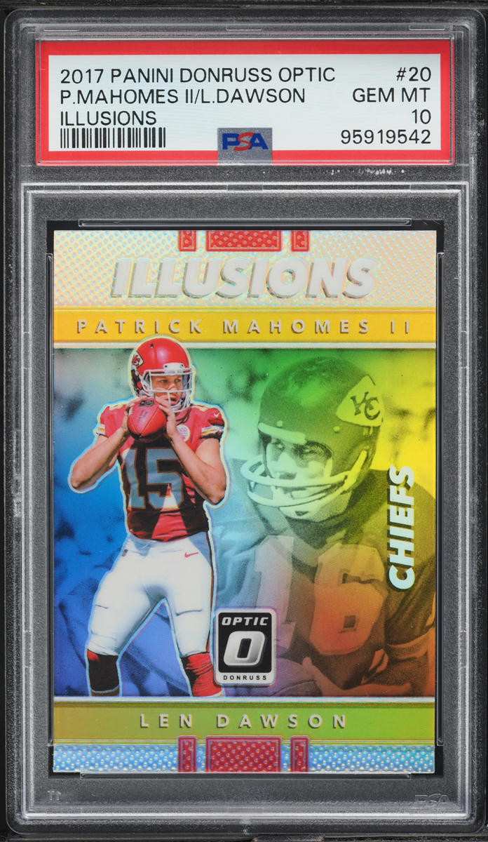 2017 Donruss Optic Illusions Len Dawson Patrick Mahomes II ROOKIE #20 PSA 10 GEM