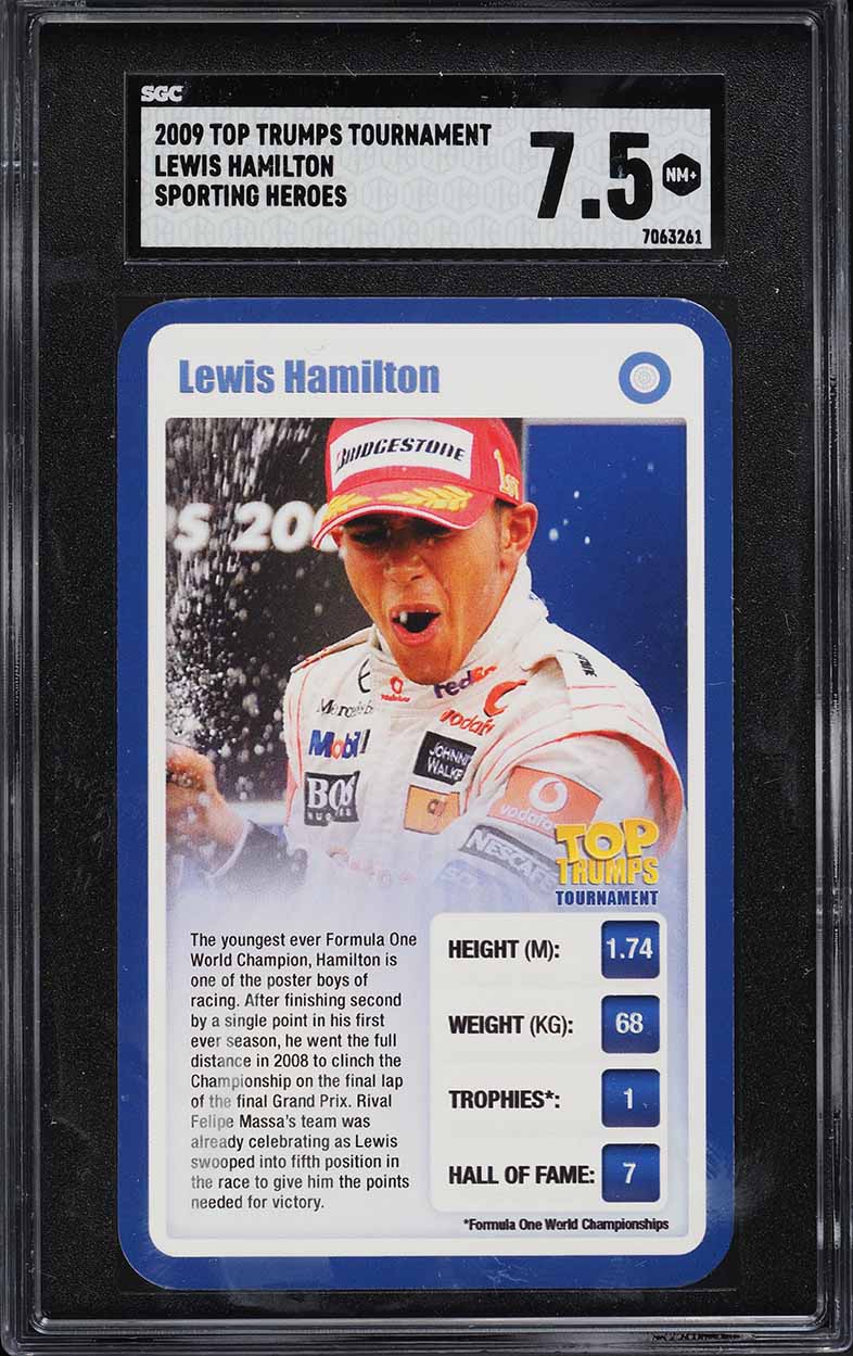 2009 Top Trumps Tournament Lewis Hamilton ROOKIE SGC 7.5 NRMT+