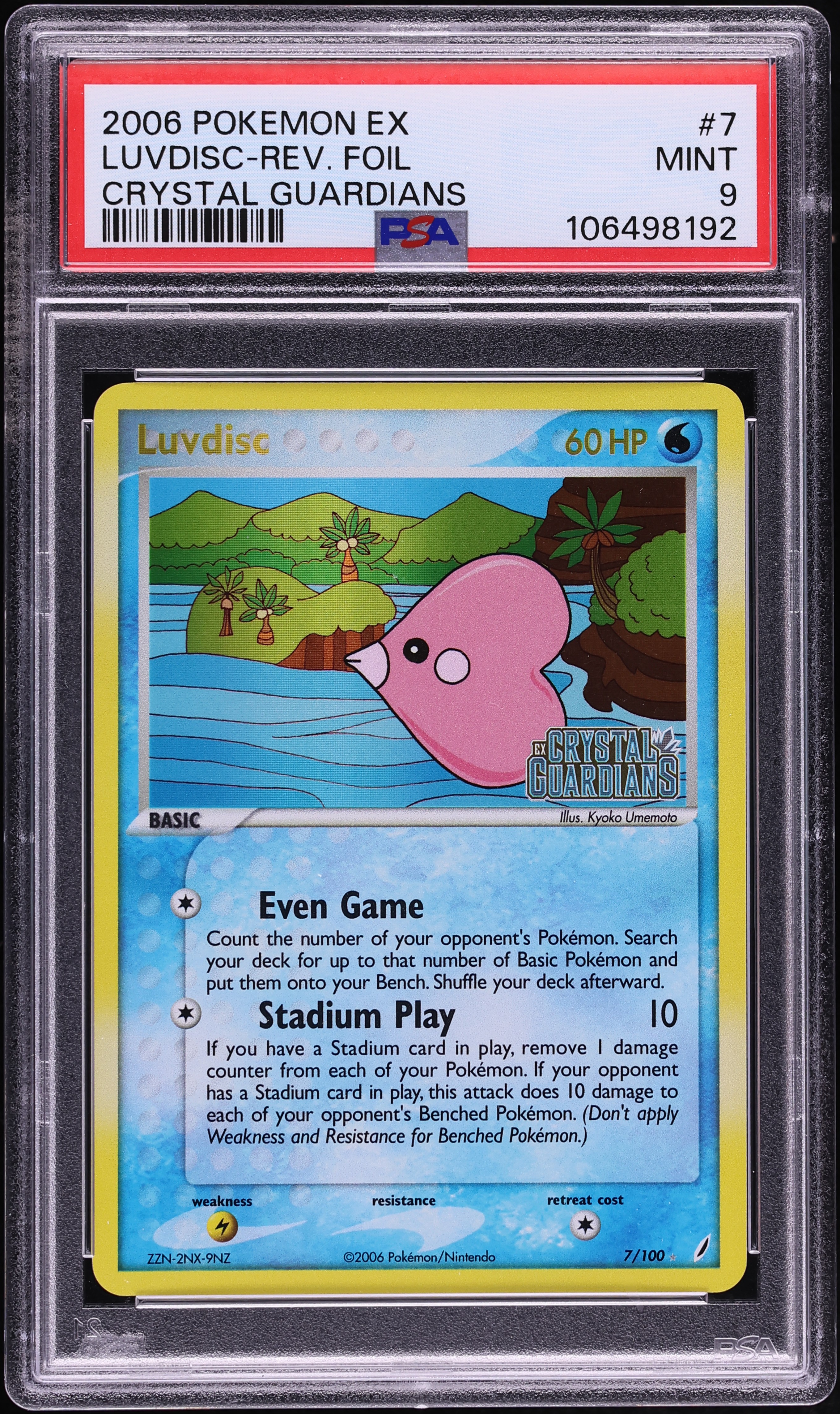 2006 Pokemon EX Crystal Guardians Reverse Holo Luvdisc #7 PSA 9 MINT