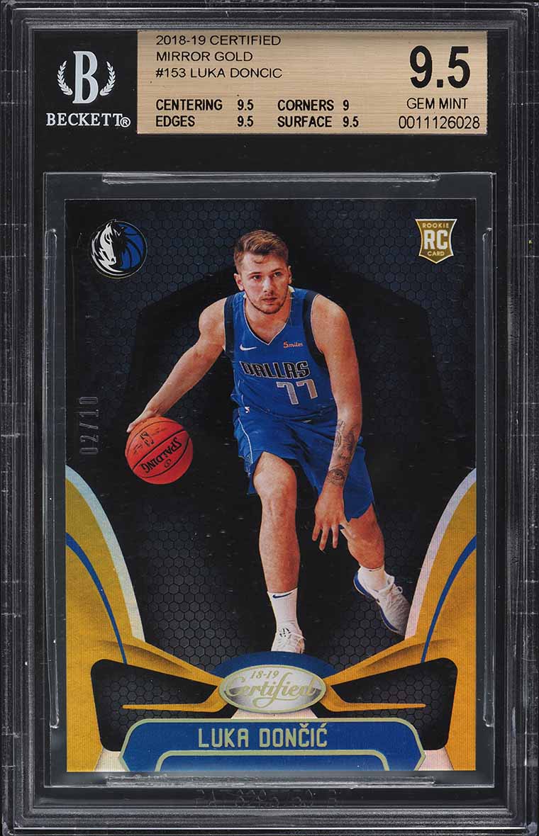 2018 Panini Certified Mirror Gold Luka Doncic ROOKIE /10 #153 BGS 9.5 GEM MINT