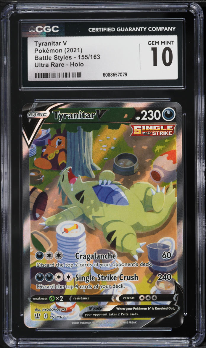 2021 Pokemon Sword & Shield Battle Styles Alt Art Tyranitar V #155 CGC 10 GEM MINT