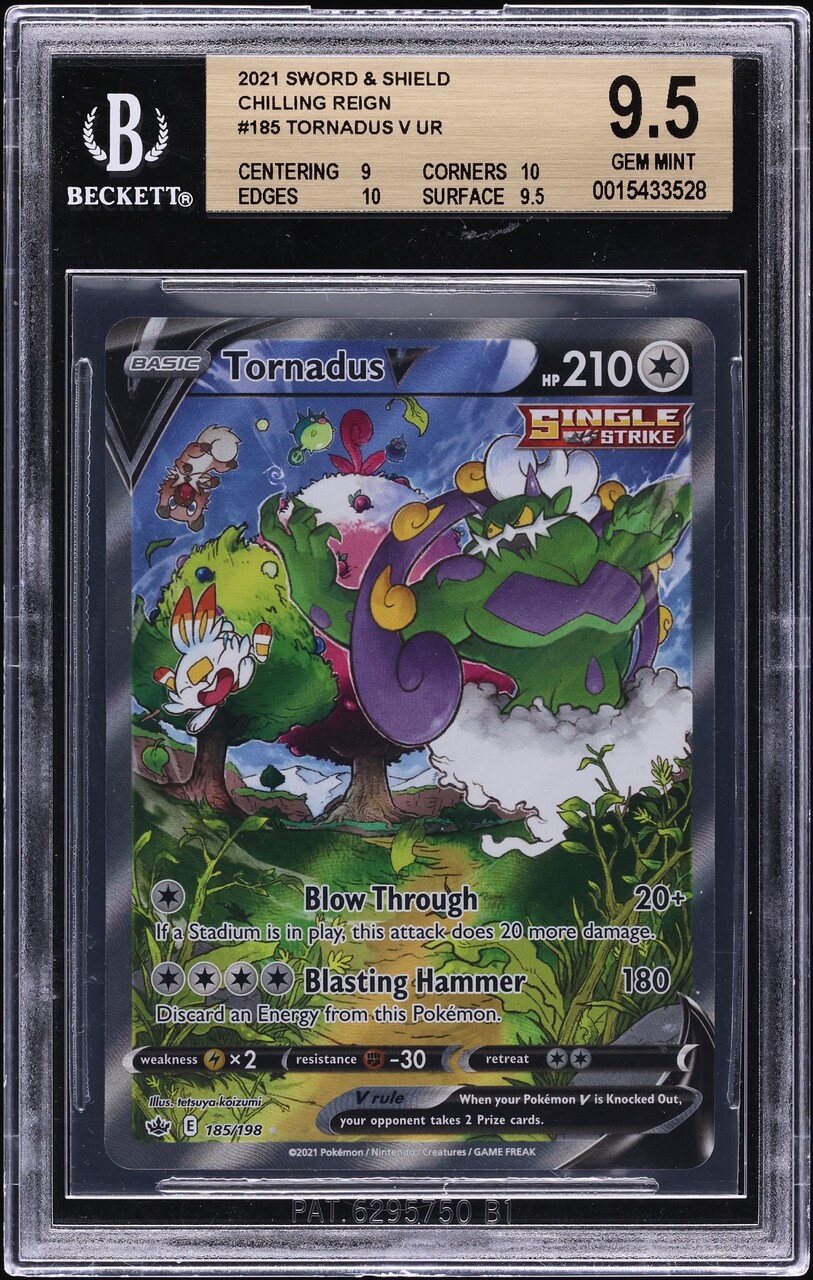 2021 Pokemon Sword and Shield Chilling Reign UR Tornadus V #185 BGS 9.5 GEM MINT
