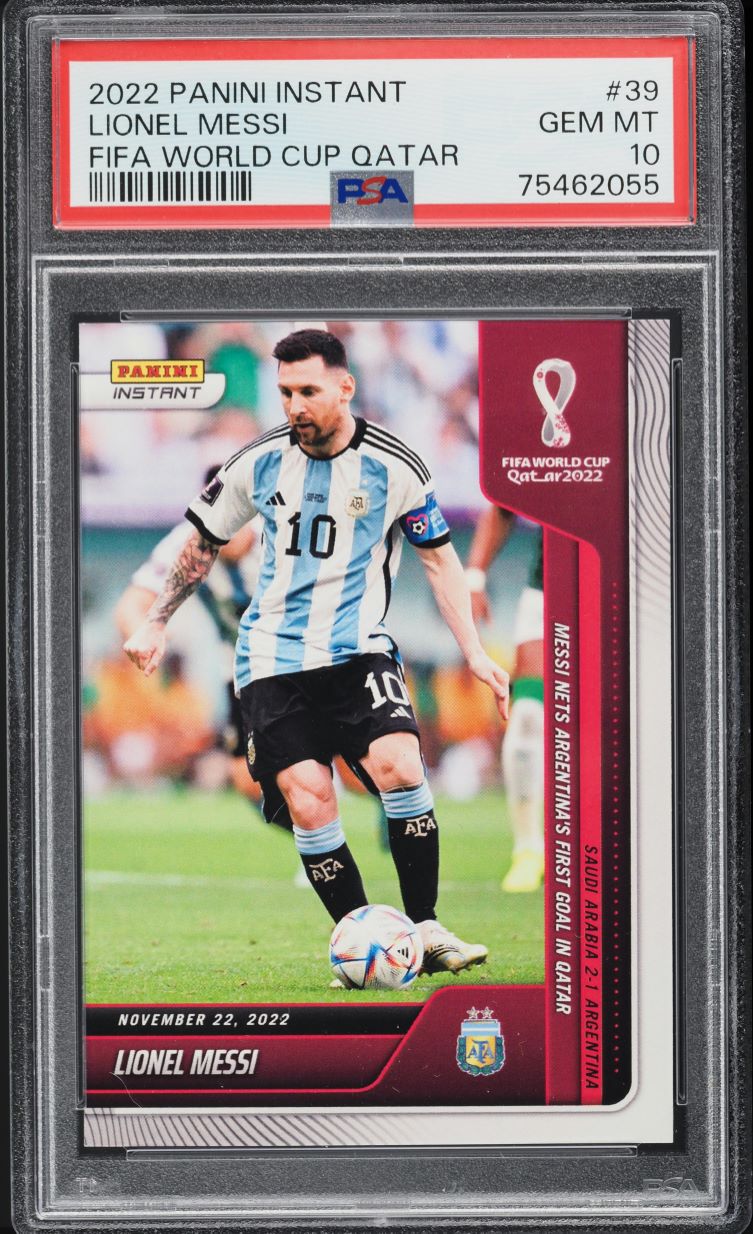 2022 Panini Instant FIFA World Cup Qatar Lionel Messi /796 #39 PSA 10 GEM MINT