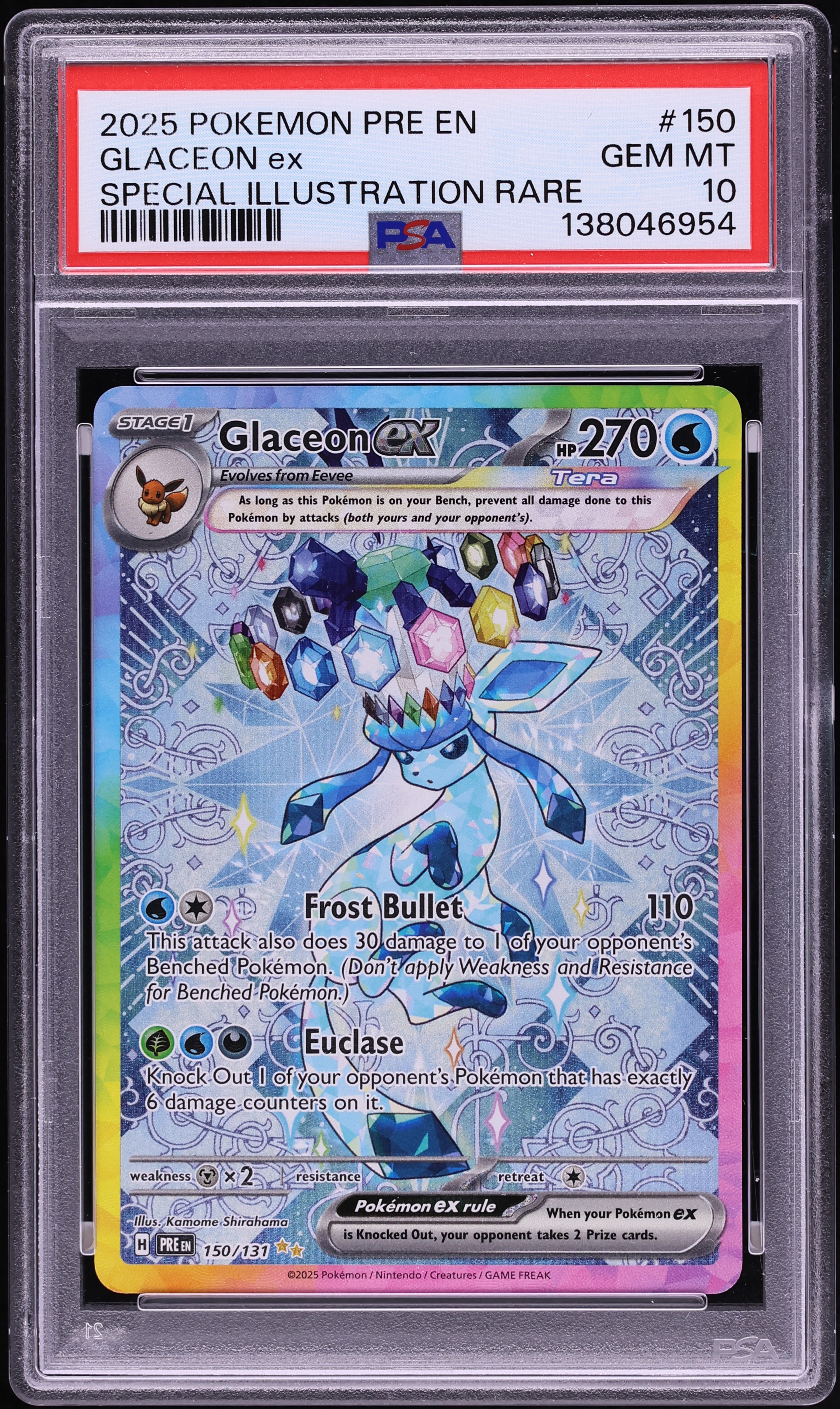 2025 Pokemon Scarlet & Violet Prismatic Evolutions SIR Glaceon EX #150 PSA 10 GEM MINT