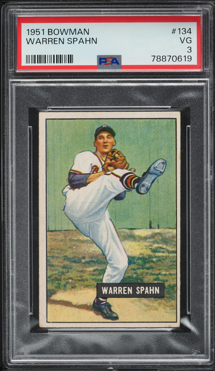 1951 Bowman Warren Spahn #134 PSA 3 VG