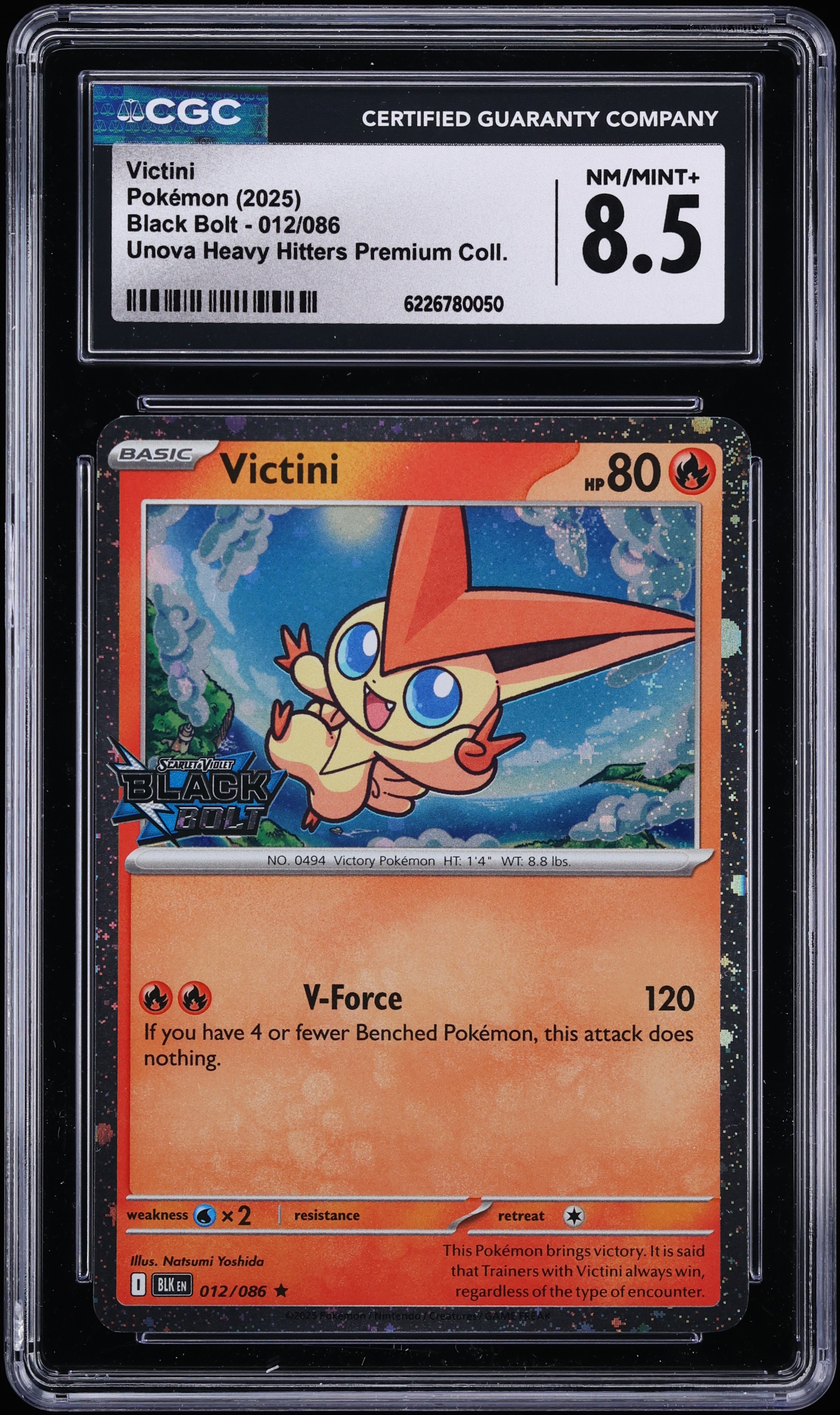 2025 Pokemon Scarlet & Violet Black Bolt Victini #012 CGC 8.5 NM-MT+
