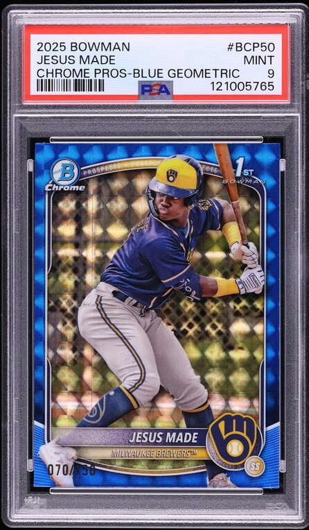 2025 Bowman Chrome Blue Geometric Jesus Made PROSPECT /150 #BCP50 PSA 9 MINT
