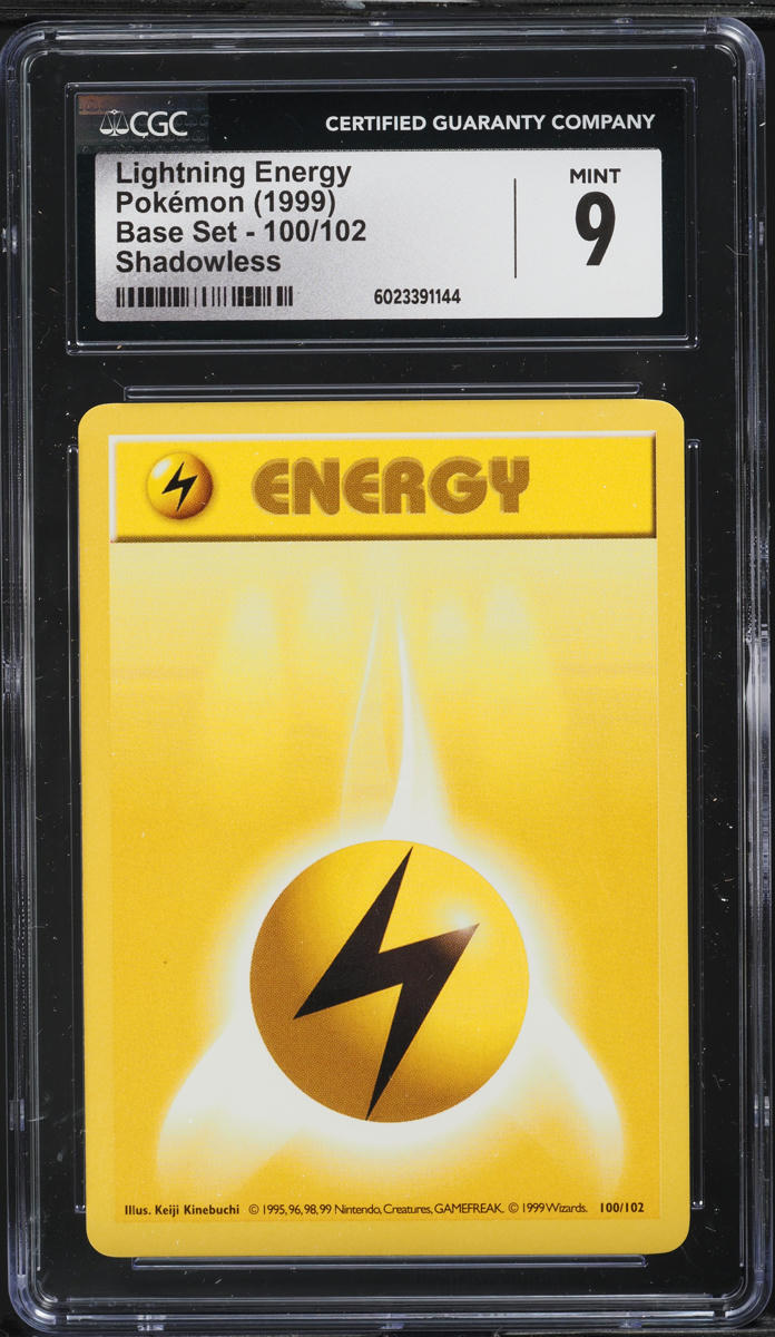 1999 Pokemon Base Set Shadowless Lightning Energy #100 CGC 9 MINT