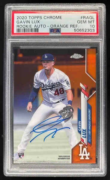 2020 Topps Chrome Rookie Orange Refractor #RA-GL Gavin Lux RC Auto /25 PSA 10