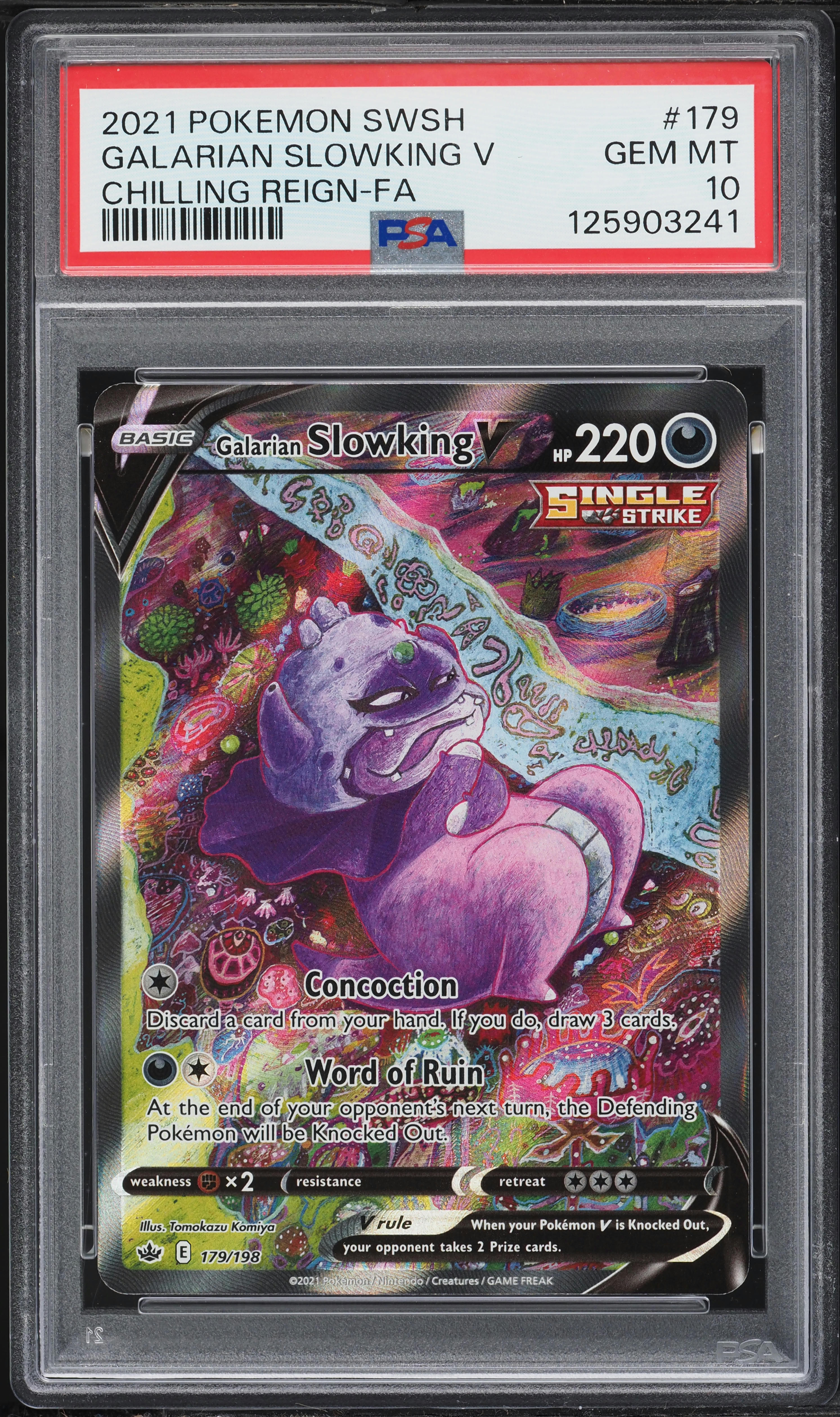 2021 Pokemon Sword & Shield Chilling Reign Alt Art Galarian Slowking V #179 PSA 10 GEM MINT