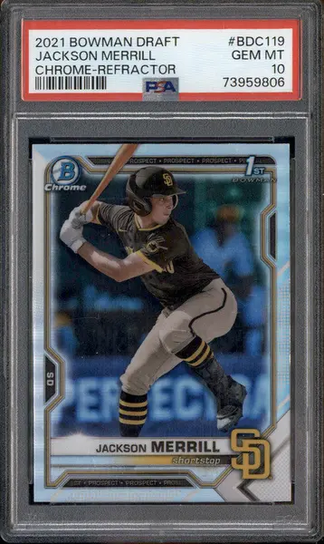 2021 Bowman Chrome Draft Refractor #BDC119 Jackson Merrill RC PSA 10