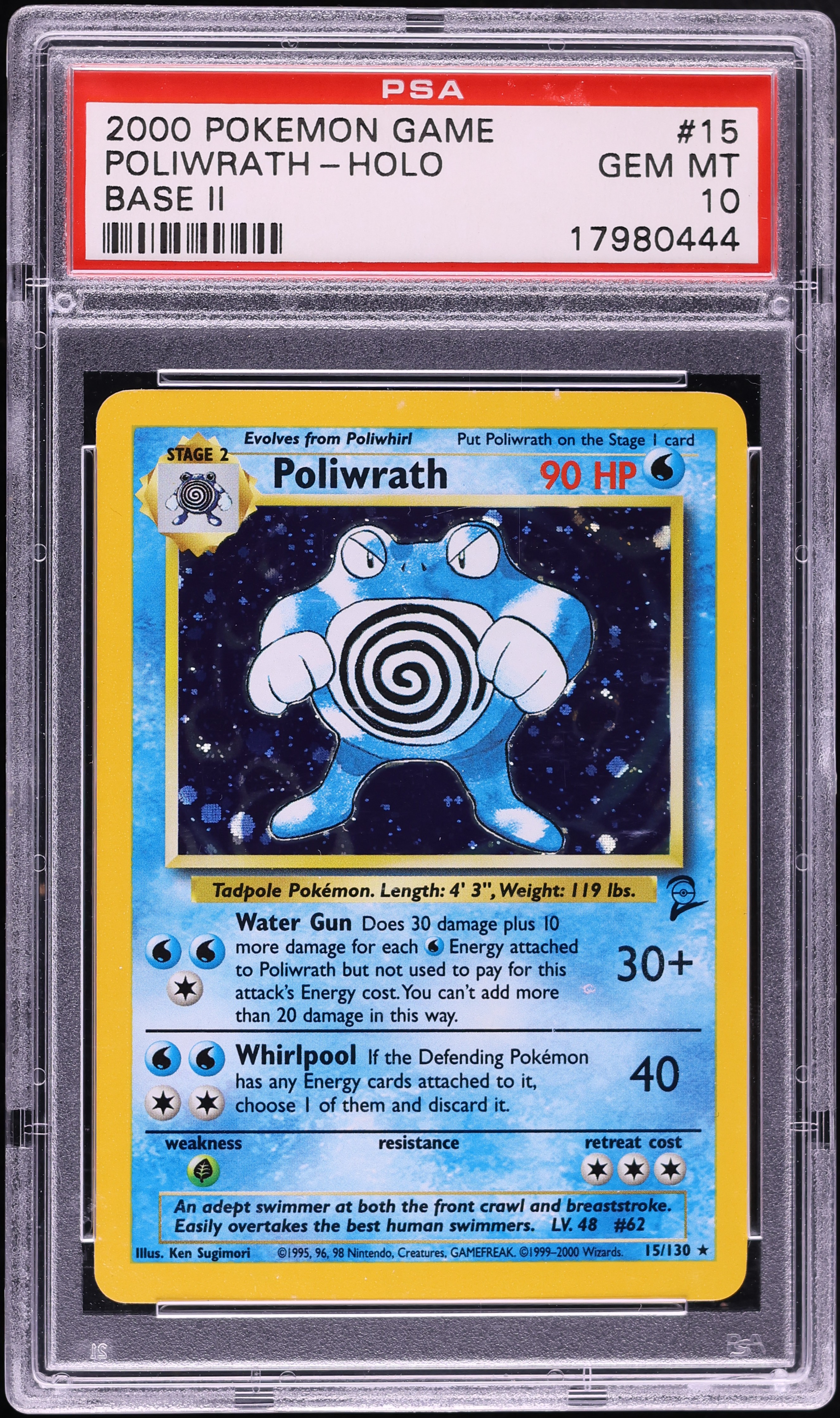 2000 Pokemon Base Set 2 Holo Poliwrath #15 PSA 10 GEM MINT