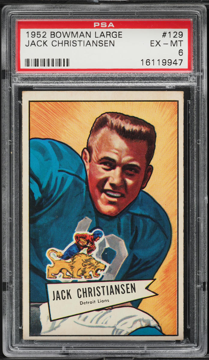1952 Bowman Large Jack Christiansen ROOKIE #129 PSA 6 EXMT