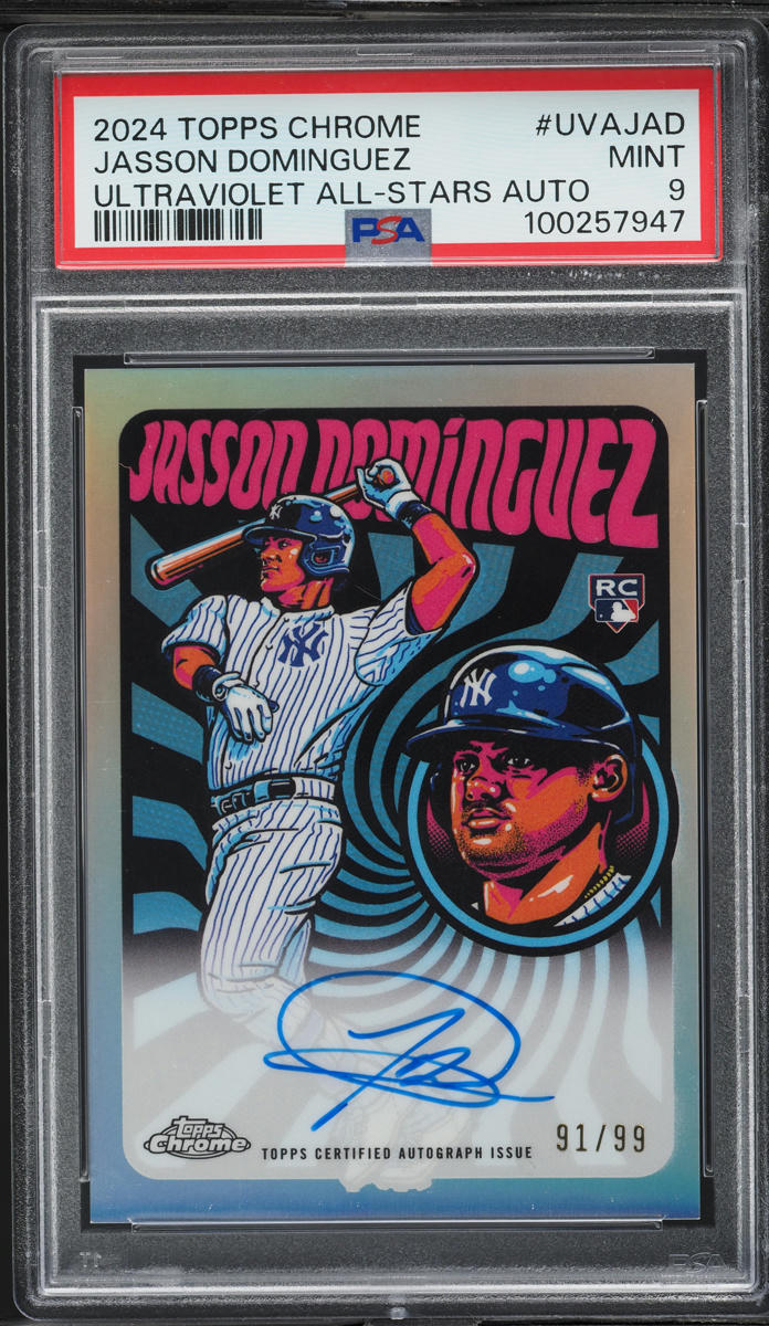 2024 Topps Chrome Ultraviolet All-Stars Jasson Dominguez ROOKIE AUTO /99 PSA 9
