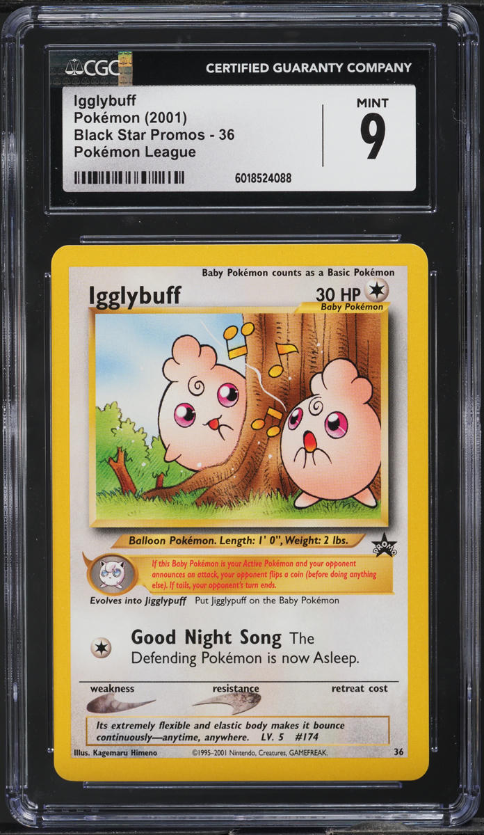 2001 Pokemon League Black Star Promo Igglybuff #36 CGC 9 MINT